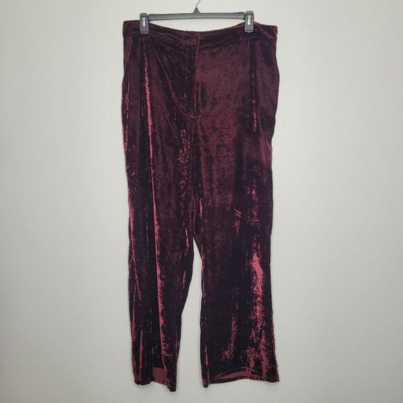 GOOD AMERICAN Crinkle Velvet High Waist Wide Leg Porto Pants size xxl - Picture 3 of 9